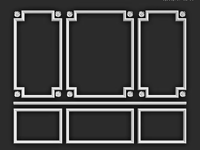 Decorative Lines With Ornamental Corner Patterns Forming Rectangular Frames For Design Elements 3d model