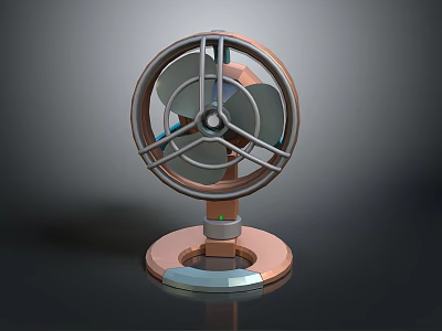 Air Cooler Fan 3D Model Design With Metal Grille And Circular Base 3d model