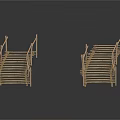Two Small Decorative Wooden Bridge Models With Detailed Crafted Structure 3d model