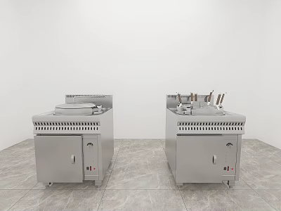 Commercial Kitchen Stainless Steel Cooking Equipment Two Units With Heating Functions 3d model
