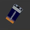 Energized Household Battery With Blue And Yellow Gradient And Silver Top