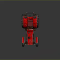 Red Vintage Tractor With Large Wheels And Red Seat On Dark Background