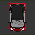 Red Small Compact Car With Black Roof And Modern Two Seater Design