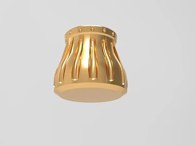 Elegant Golden Decorative Ornament Set With Intricate Vertical Stripes And Top Details 3d model