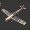 Vintage Gray and Yellow Fighter Aircraft Model with Black Cross Markings and Propeller Design