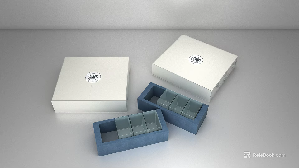 Household Storage Boxes And Organizers White And Blue With Transparent Compartments 3d model 