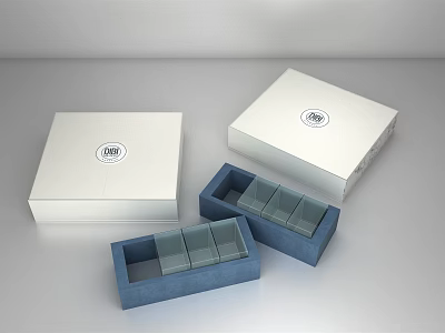 Household Storage Boxes And Organizers White And Blue With Transparent Compartments 3d model