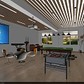 Leisure Area Interior With Projector Screen Piano Sofa Pool Table And Foosball Table 3d model