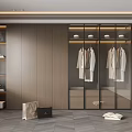 Modern Minimalist Wardrobe Interior Design With Glass Doors And Wooden Cabinetry