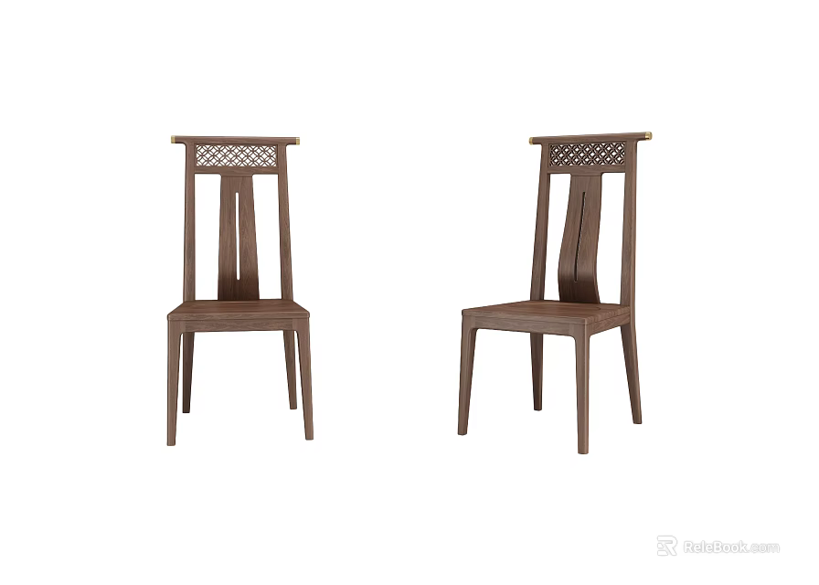 Modern Wooden Dining Chairs With Elegant Backrest Design And Sturdy Structure 3d model