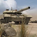 Military Utility Vehicles Featuring Tank And Armored Car In Open Terrain With Rocks And Grass