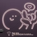 Creative Neon Lamp With Smiley Face And Heart Speech Bubble Decorative Design 3d model