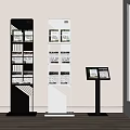 Modern Display Stands With Brochures And Small Podium In Room Interior 3d model