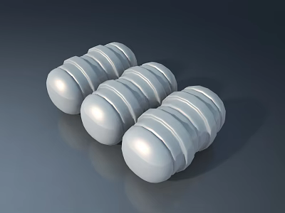 Swing Door Hardware With Three White Cylindrical Striped Hinges Modern Design 3d model