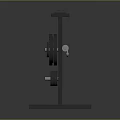 Black Weight Rack With Barbell And Red Black Weight Plates Storage