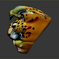 Colorful Leopard Head Sculpture With Vibrant Patterns Detailed Features And Artistic Design