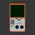 Orange Portable Computer With Green Screen Two Control Knobs And Interface Ports