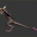Fierce Dragon Game And Movie Character With Red Horns Orange Red Wings And Muscular Body