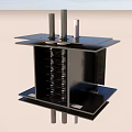 Black Metal Mechanical Device With Spiral Spring And Metal Plates Structure 3d model