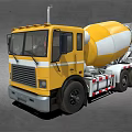 Yellow and White Concrete Mixer Truck With Mixer Drum And Ladder