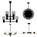 Various Style Chandeliers With Multiple Bulbs Circular Shapes And Classic Designs 3d model