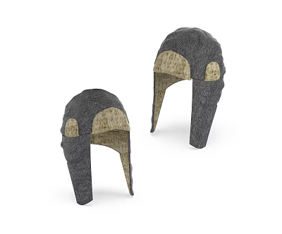 Two Gray Hats with Ear Flaps and Light Colored Lining Warm Winter Design Style 3d model