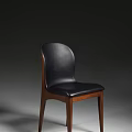 Modern Leisure Chair With Black Leather Seat And Wooden Frame Design