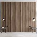 Modern Wooden Bed Accent Wall With Sconces And Side Tables 3d model