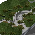 Scenic Park Landscape Featuring Curved Pathways Trees Grass And Skateboarding Area