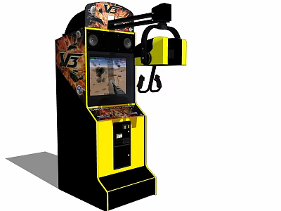 Modern Arcade Entertainment Appliance With Visual Screen Game Controller And VS Design Black Yellow Body 3d model
