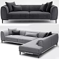Spacious Modern Gray Sectional Sofa With Comfortable Cushions And Metal Legs 3d model