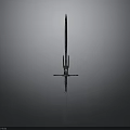 Detailed Metallic Sword With Cross Guard Long Blade Sharp Tip On Gray Background