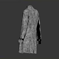 Fashionable Long Checkered Coat With Collar Black Trim And Button Details