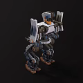 Futuristic Mechanical Robot Character With White Black Orange Armor And Joints