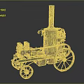 Early Vintage Steam Car Model With Large Wheels Boiler And Chimney
