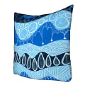 Stylish Blue And White Bed Pillow With Geometric Patterns And Leaf Designs