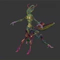 Fantasy Insectoid Character Creature With Vibrant Exoskeleton Multiple Limbs And Metallic Wings