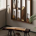 Entertainment equipment combinations Chinese musical instruments Guzheng Erhu Pipa Yueqin 3d model