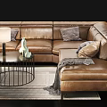 Modern Multiplayer Sofa Coffee Table Combination 3d model