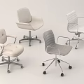 Modern Office Chairs With Sleek Design Multiple Units And Rolling Wheels For Workspace 3d model