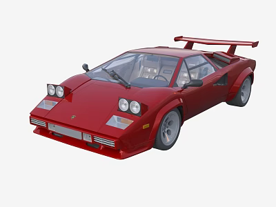 Red Classic Two Door Sports Car With Sleek Aerodynamic Body And Rear Spoiler 3d model