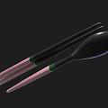 Modern Tableware Set With Pink Green Handle Chopsticks And Spoon For Daily Use