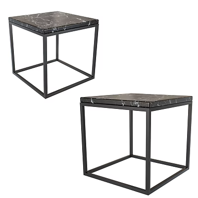 Modern Minimalist Side Table With Marble Top And Black Metal Frame 3d model