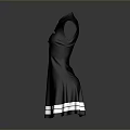 Black Sleeveless Fashion Dress with White Trim and Front Text Detail