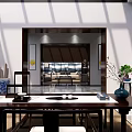 Modern Glass Building With Black Frame Roof Green Plants Wooden Deck Lawn Entrance