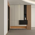 Modern Minimalist Entryway Shoe Cabinet With Wood Finish Ambient Light Strip And Floating Storage Drawers