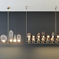 Modern Unique Shaped Glass Chandeliers With Metal Frame And Illuminated Bulbs