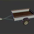Utility Cargo Trailer With Metal Frame Wooden Floor And Single Wheel