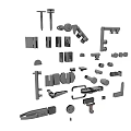 Assorted Metal Hardware Components With Various Shapes And Fastening Parts Set