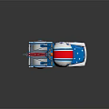 Cartoon Tow Truck Character Red White Blue Star Stripe Design With Anthropomorphic Eyes And Helmet